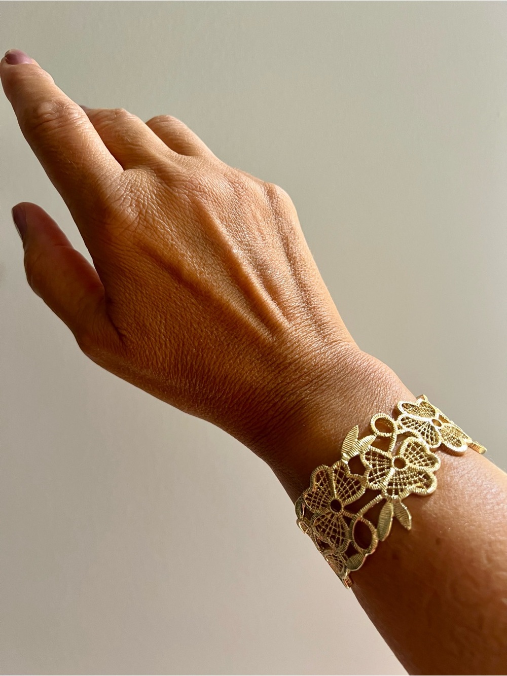 NWT | Piper K Gold Floral Filigree Statement Cuff Bracelet